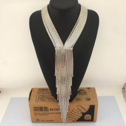 Multi-chained Silver Color Evening Dress Necklace