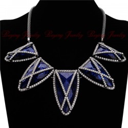 Geometric Crystal Choker Necklace (Blue Color)