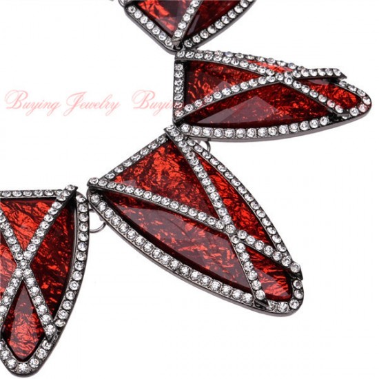 Geometric Crystal Choker Necklace (Red Color)