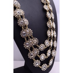 Multi-layered Long Crystal Necklaces