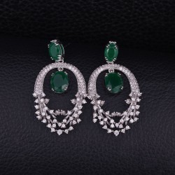 Luxury Cubic Zirconia Dangle Earrings(Platinum And Green)