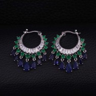 Luxury Cubic Zirconia Water Drop Tassel Earrings(Green&Blue)