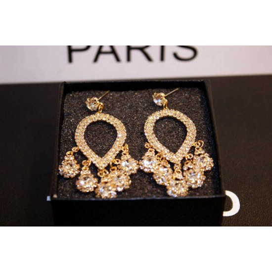 Luxury Cubic Zirconia Water Drop  Chandelier Earrings (Gold Colour)