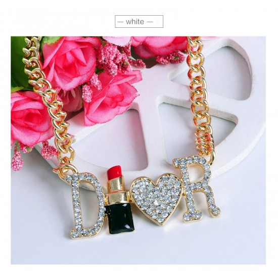 DIOR Lipstick And Heart Necklace