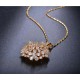 Zirconia Floral Necklace Earrings Set (Yellow Gold Plated)