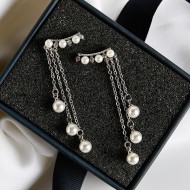 Simulated Pearl Dangling Chain Earrings