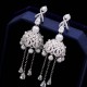 AAA Cubic Zirconia Tassel Campanula Pearl Dangle Earrings