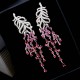 AAA Cubic Zirconia Feather Shape Tassel Drop Earrings