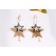 Glittery Gold Star Loop Earrings
