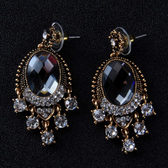 Oval Drop Earrings (Vintage Gold)