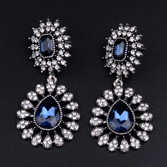 Silver and Blue Water Drop Dangle Earrings