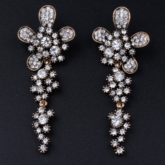 Flower Dangle Drop Chandelier Earrings (GOLD COLOR)