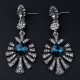 Baroque Style Silver And Blue Chandelier Earrings