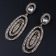 Large Oval Crystal Dangle Earrings (Gold Color)
