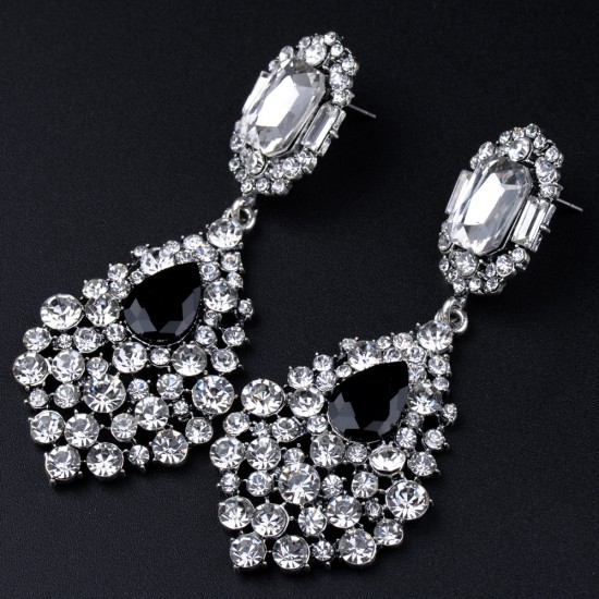 Large Baroque Chandelier Earrings (Silver)