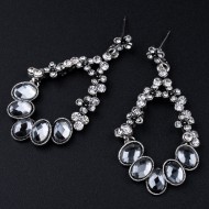 Floral Water Drop Shaped Dangling Earrings(SILVER COLOR)