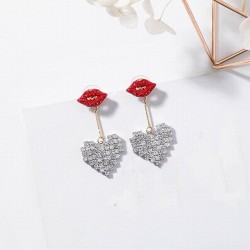 Red Lip And Heart Shaped Earrings