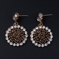 Vintage Gold Baroque Roses Earrings