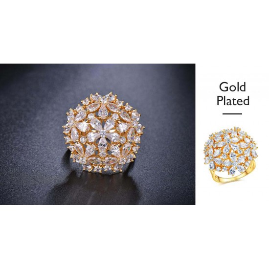 Zirconia Floral Ring (GOLD)