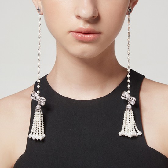 Luxury Crystal Bow Knot Long Tassel Earrings
