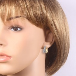 Crystal Gold-Color Long Hoop Earrings