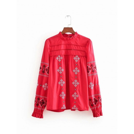 Agaric Lace Pleated Smock Shirt 